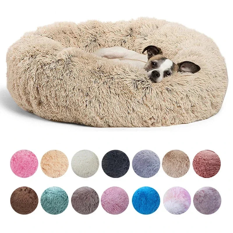 40-90cm Cama Redonda para Animais de Estimação para Cama de Cachorro Grande Super Macia Cama de Gato Longa Casa de Cachorro de Pelúcia para Casa de Cachorro Médio Inverno Dormir Quente