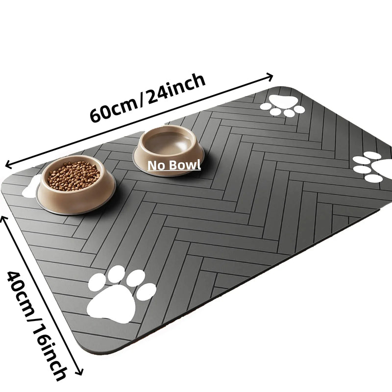 Absorbent Pet Feeding Mat, Waterproof Placemat for Dog & Cat Food & Water Bowls, Quick-Dry Rubber Backing, Non-Slip Pet Mat